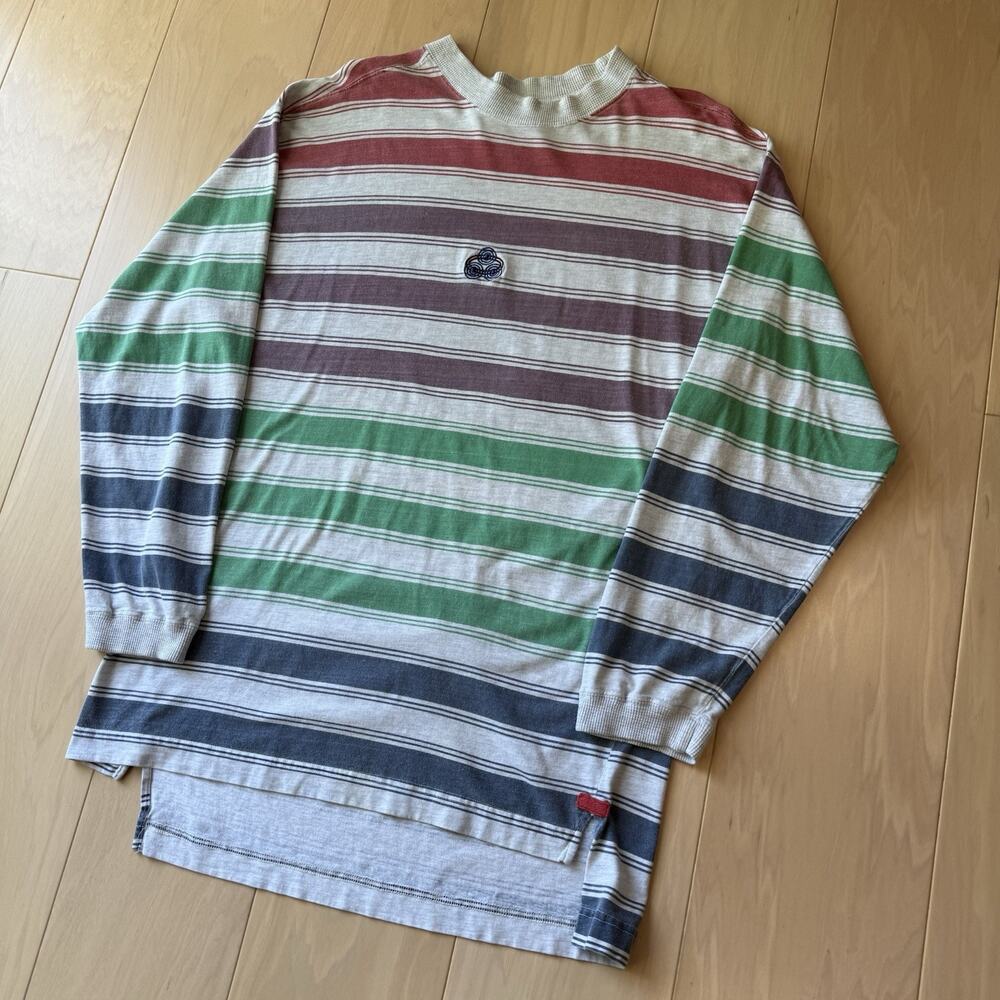 Vintage Gotcha Skateboards Shirt M Gray Stripe Multicolor 90s Skateboards - Picture 9 of 9